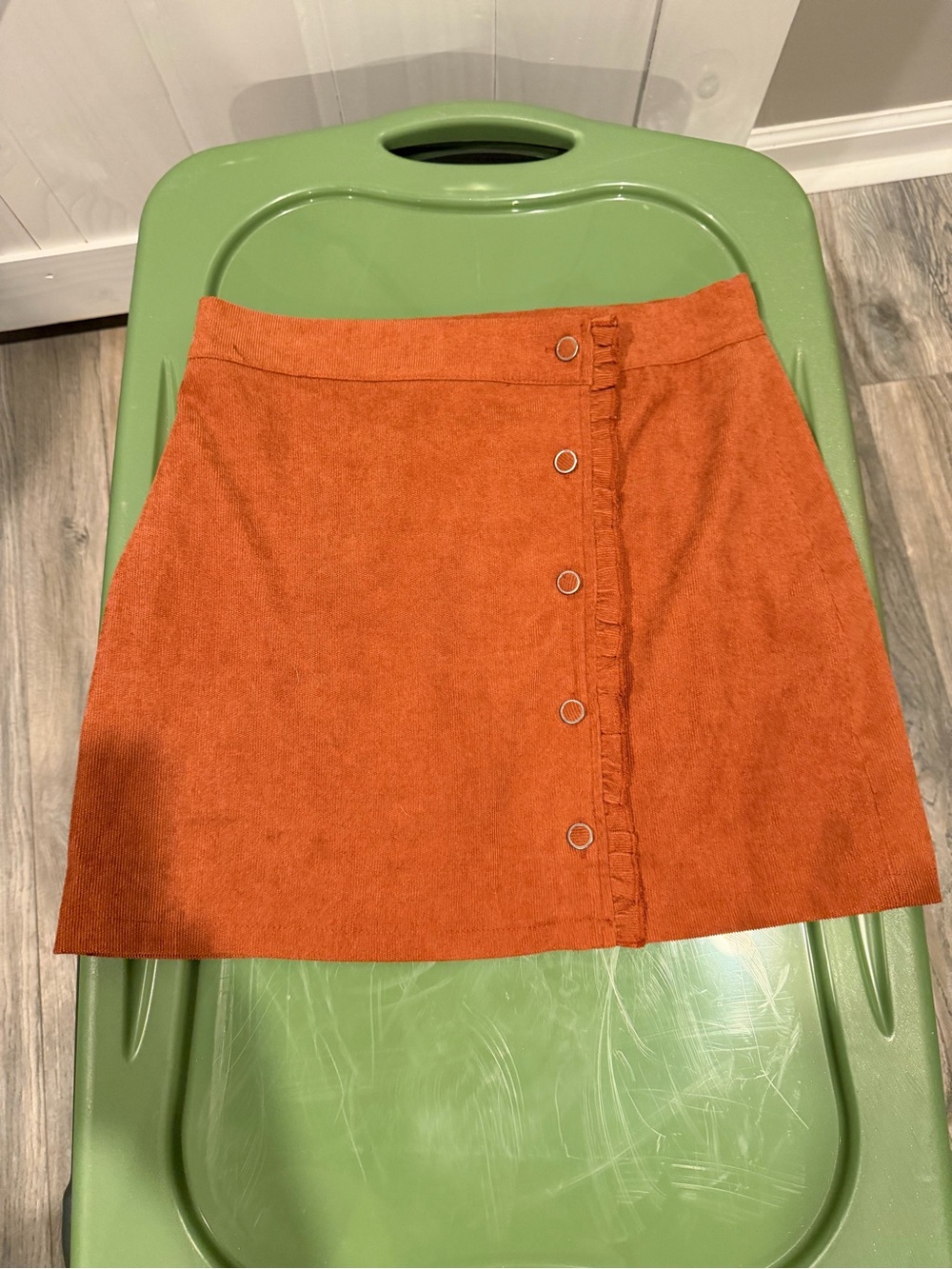 Pink Lily Rust Orange Button-Detail Mini Skirt
